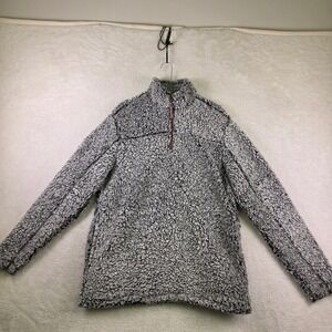 Alpine Sherpa Mens Gray Marled Quarter Zip Fleece Pullover Jacket Size Medium